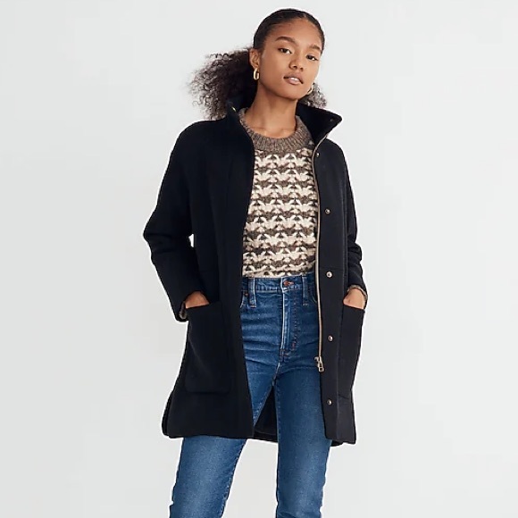 NWT Madewell Estate Cocoon Coat in Insuluxe Fabric in Black - Picture 7 of 13